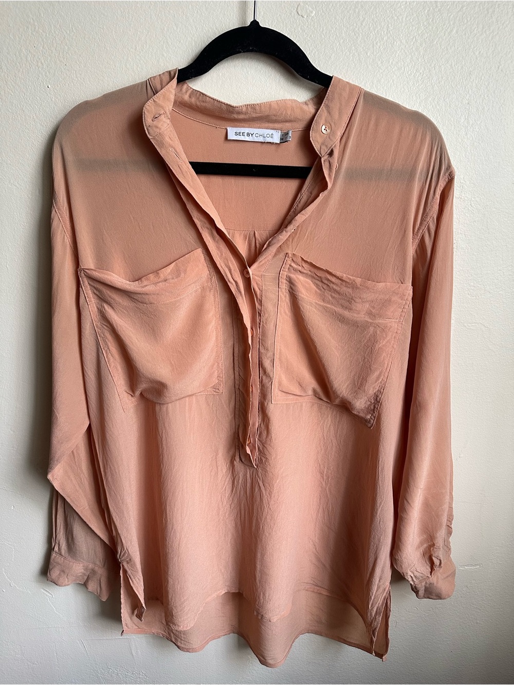 See By Chloe Peach Button-Front Relaxed Blouse